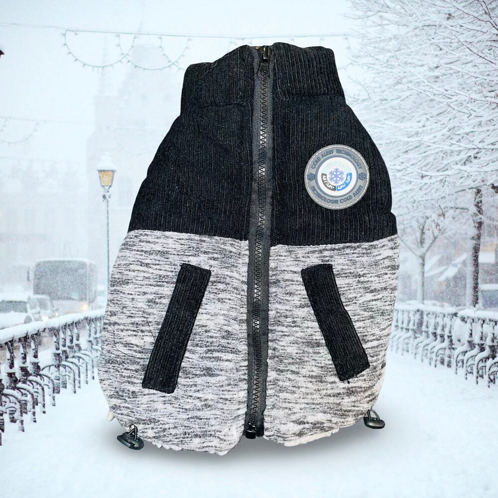 LuvGear Cold Alert Dog Pup Jacket Hoodie XS Gray Insulated Waterproof Pet Winter